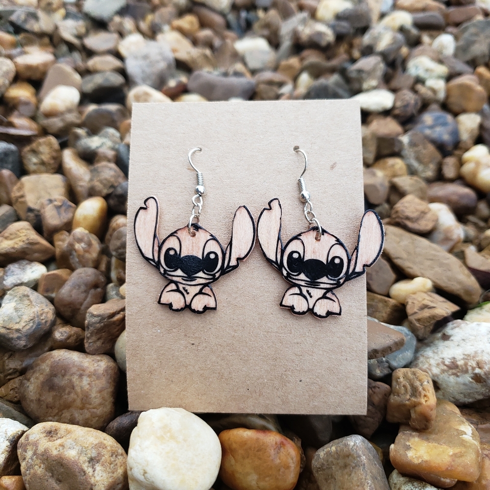 Handmade wooden Stitch Earrings